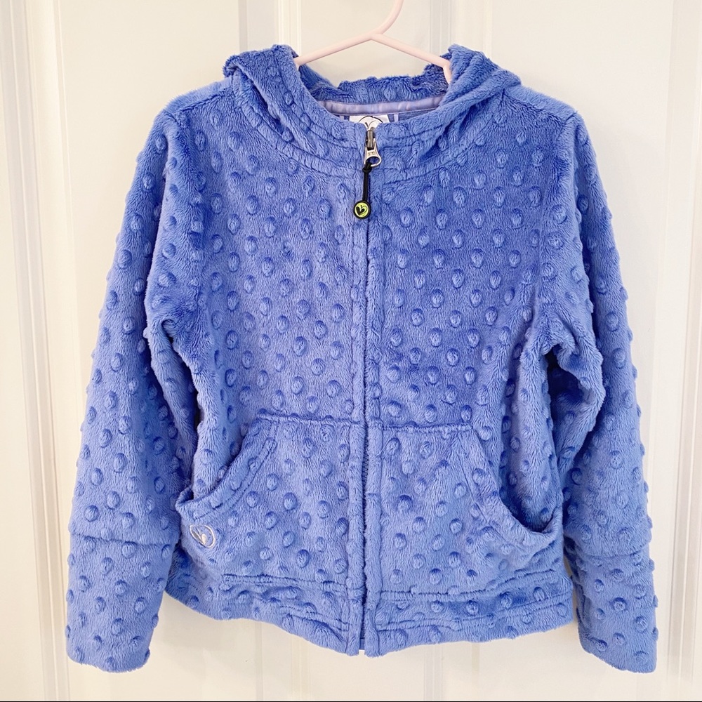 LIMEAPPLE MINKY BUBBLE HOODIE.  PERIWINKLE SIZE 4.